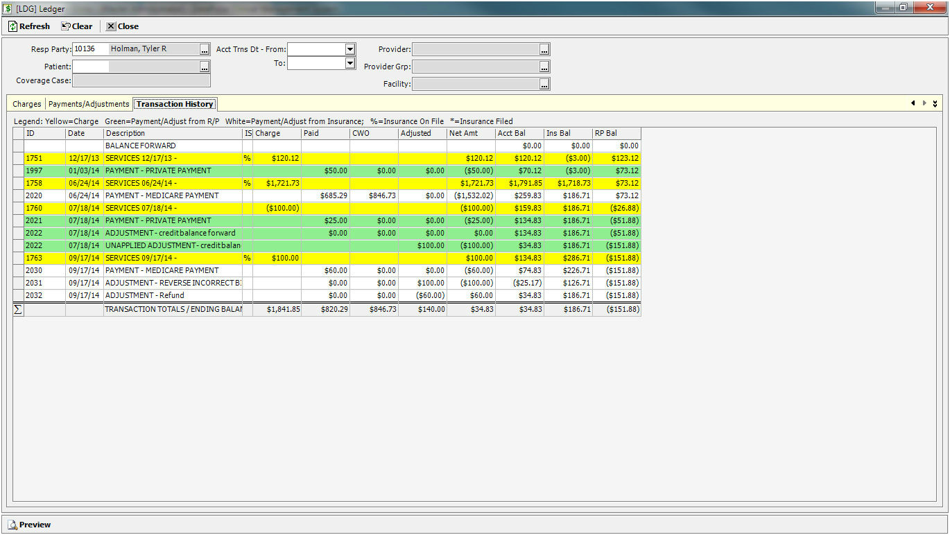 financial ledger